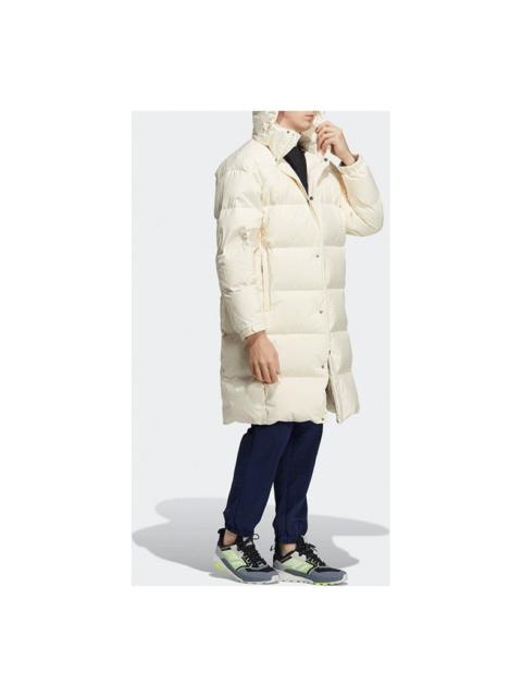 adidas 800 Solid Color Loose Detachable mid-length Down Jacket Couple Style Beige H23086