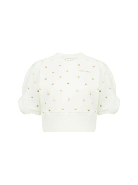 NINA RICCI polka dot-embroidered cropped sweatshirt