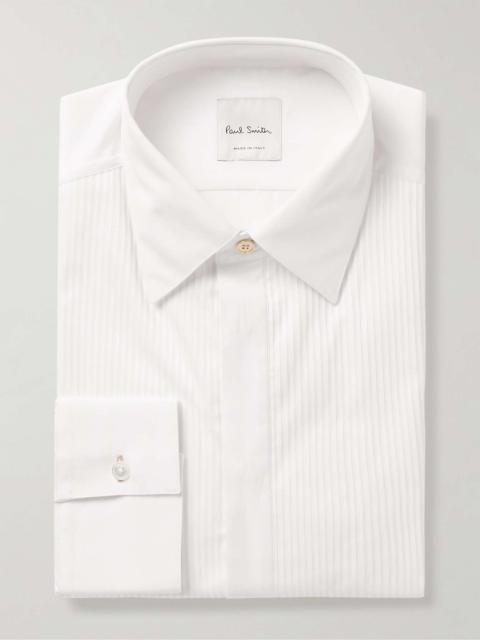 Pleated Bib-Front Cotton-Poplin Tuxedo Shirt