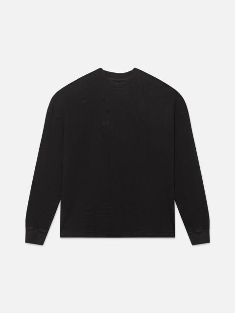 FRAME Waffle Textured Jersey Long Sleeve in Washed Black