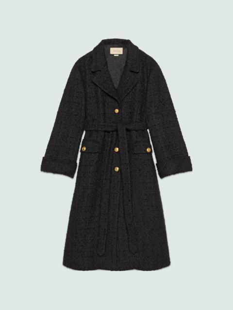 GUCCI Tweed wool belted coat