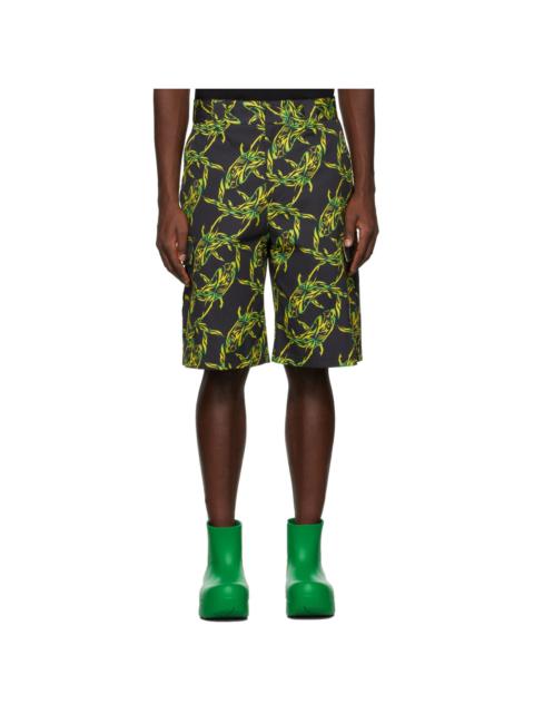 MSGM Black & Green Bermuda Shorts