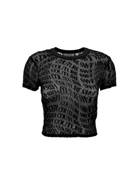 VERSACE JEANS COUTURE logo-print mesh top