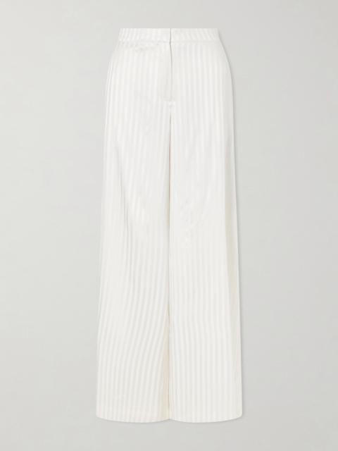 ABADIA Striped Stretch-silk Satin Wide-leg Pants