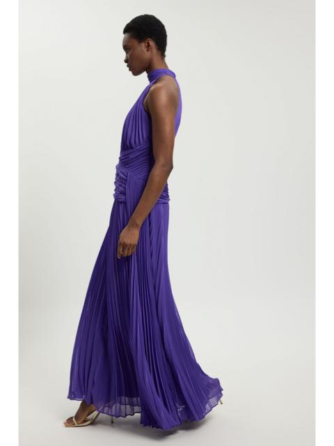 KAREN MILLEN Petite Pleated Twist Front Woven Halter Midi Dress