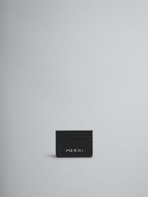 Marni BLACK LEATHER CARDHOLDER WITH MARNI MENDING