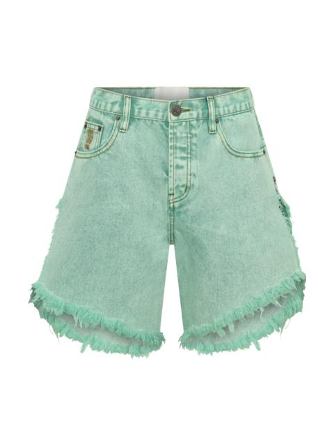 ONE TEASPOON Frankies Low Waist Long Length Denim Shorts - Seaglass Green