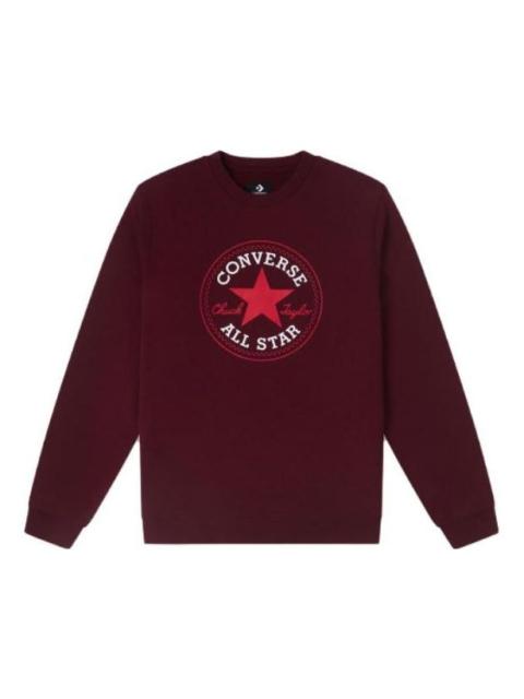 Converse (WMNS) Converse Go-To All Star Patch Standard-Fit Fleece Crew Sweatshirt 'Burgundy' 10025472-A06