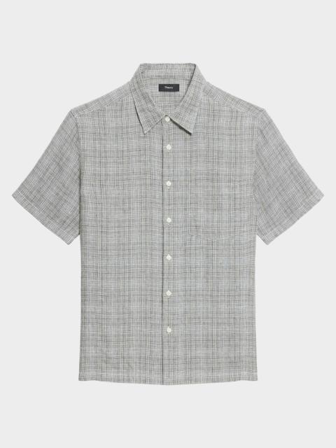 Theory Men's Irving Plaid Linen Shirt