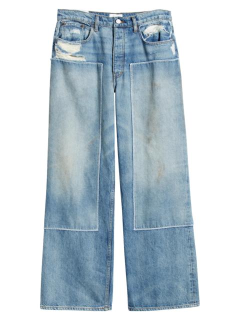 FRAME Patched Wide Leg Jeans