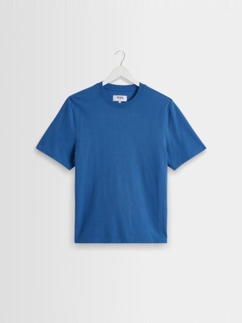 Wax London Dean - French Blue Textured Organic Cotton T-Shirt