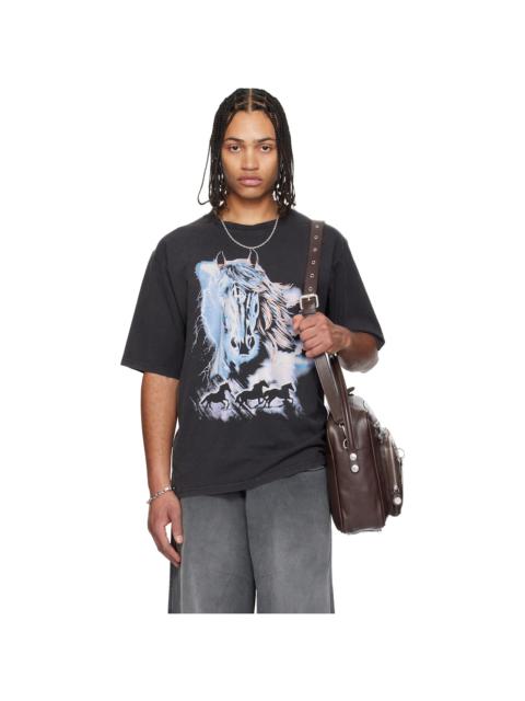 LU'U DAN Gray 'Year of the Horse' Oversized Concert T-shirt