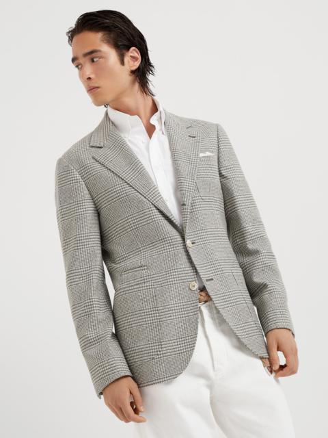 Brunello Cucinelli Comfort wool, silk and cashmere Prince of Wales deconstructed blazer with patch pockets