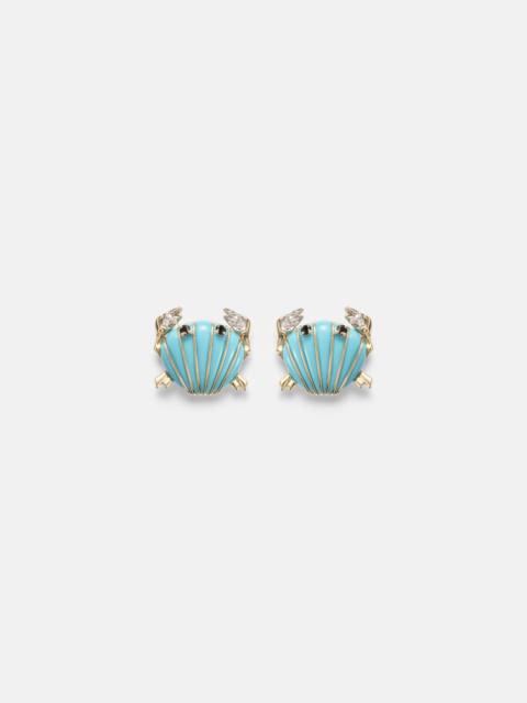 Yvonne Léon Crabe Coquillage 9kt gold earrings with gemstones