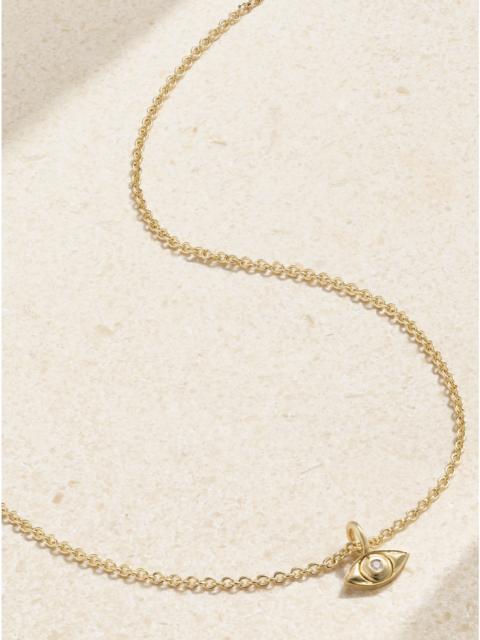 STONE AND STRAND Mini Evil Eye 14-karat Gold Diamond Necklace
