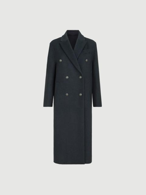 Brunello Cucinelli Hand-crafted coat in cashmere beaver double cloth with monili