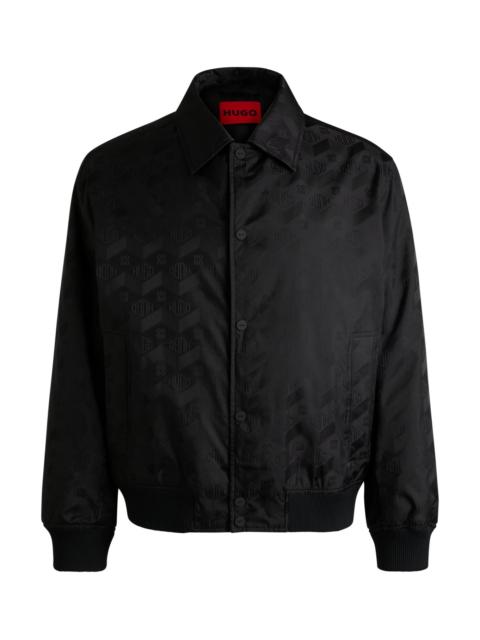 HUGO RELAXED-FIT BOMBER JACKET WITH GEOMETRIC-LOGO JACQUARD