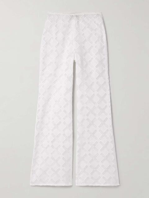 TOVE Kaia paneled gauze and voile straight-leg pants White