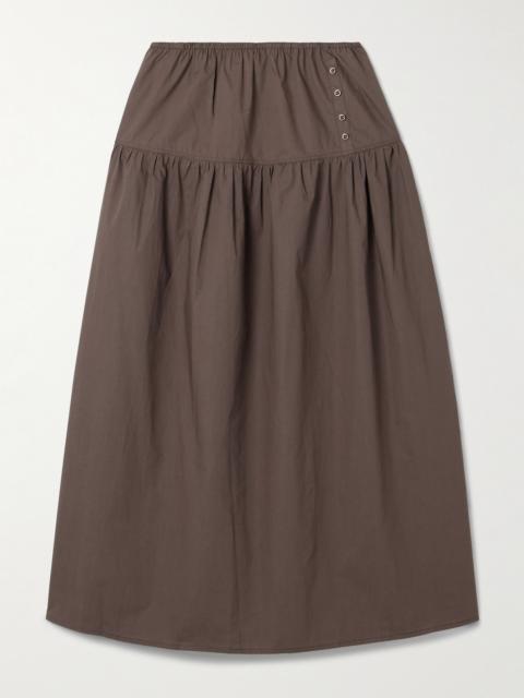 DEIJI STUDIOS Gathered Organic Cotton-poplin Midi Skirt
