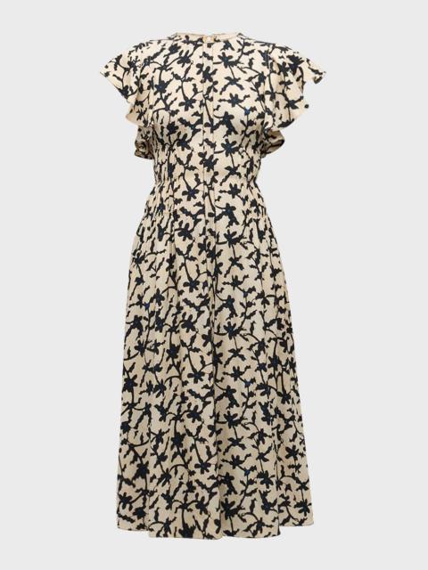 ULLA JOHNSON Anais Printed A-Line Midi Dress