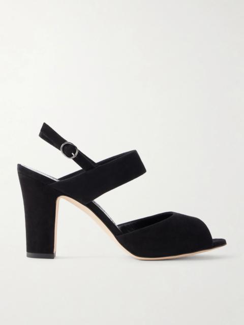 Manolo Blahnik Khiko 90 Suede Slingback Sandals