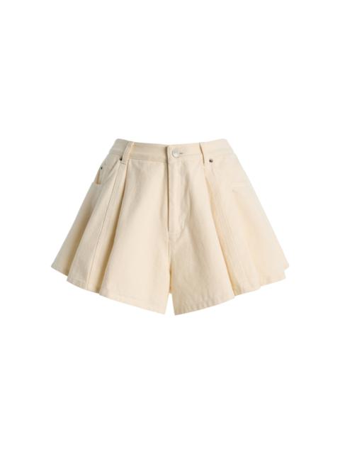 Sea Stasia Pleated Denim Shorts ivory