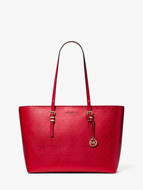 MICHAEL KORS Quinn Large Metallic Signature Logo Tote Bag