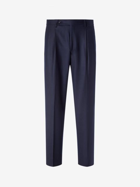 CORNELIANI Navy blue stretch wool and cashmere trousers