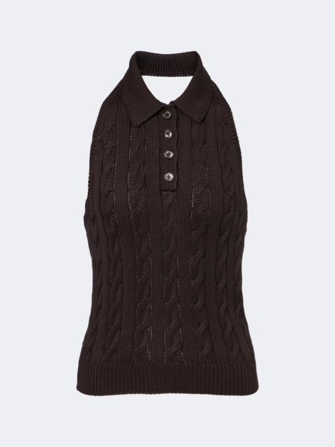 Ralph Lauren Cable-knit silk halterneck top