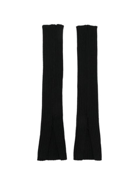 Y's ribbed-knitted arm warmers