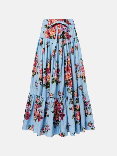 Floral cotton poplin maxi skirt