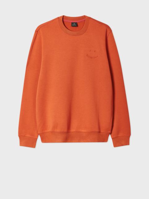 Paul Smith Rust Orange Embossed 'Happy' Crew Neck Sweater