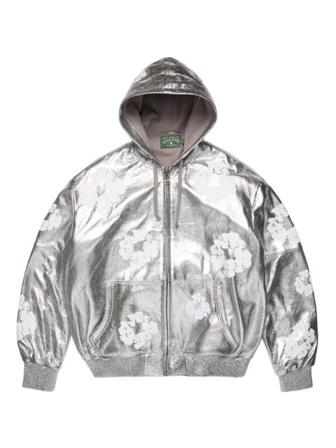 DENIM TEARS Leather Cotton Wreath Zip Hoodie "Silver" DT645