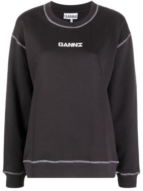GANNI logo-print long-sleeve T-shirt