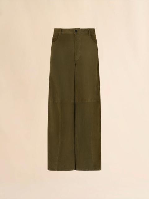 DEEP GREEN SUEDE TROUSERS