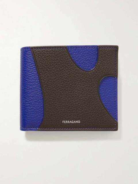 FERRAGAMO Logo-Print Paneled Full-Grain Leather Billfold Wallet