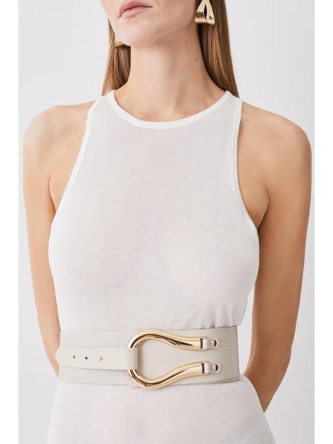 KAREN MILLEN Leather Hardware Detail Waist Belt