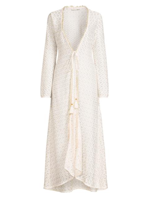 RAMY BROOK Women's Fatima Metallic Chevron Caftan - White Gold Zig Zag