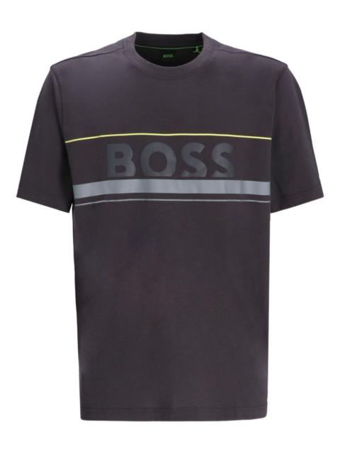 BOSS logo-stripe cotton T-shirt