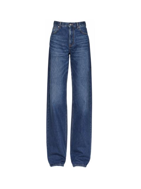 Victoria Beckham High Waist Jean In Mid Blue Wash