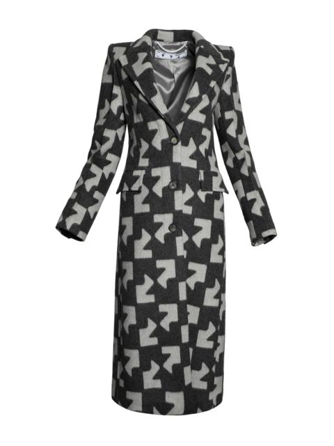 Off-White Hairy Single Breast Coat Dark Grey