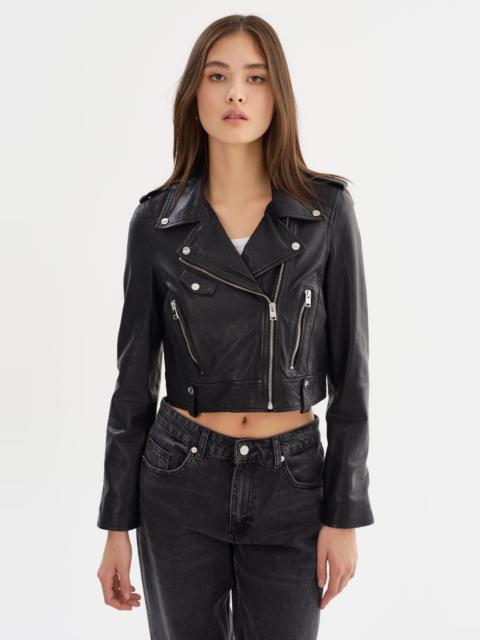 LAMARQUE CIARA | Cropped Leather Biker Jacket