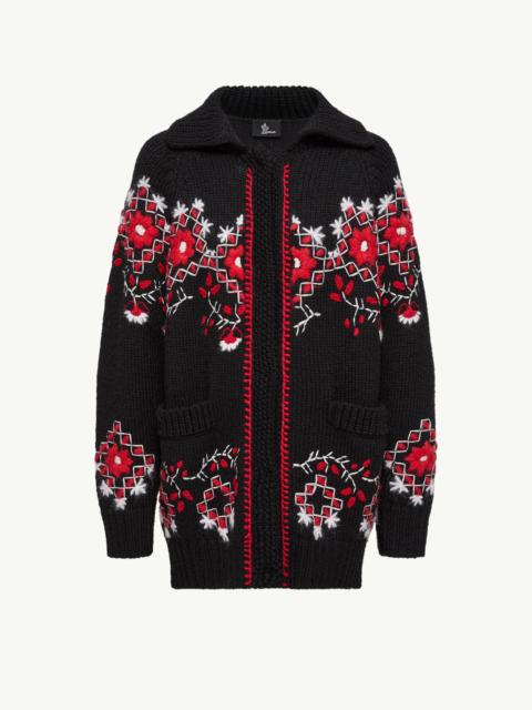 Moncler Grenoble Embroidered Wool Blend Cardigan