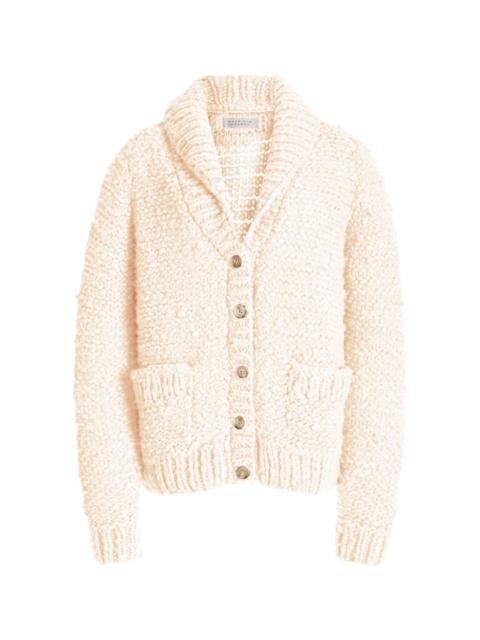 Moses Knit Cardigan in Ivory Welfat Cashmere