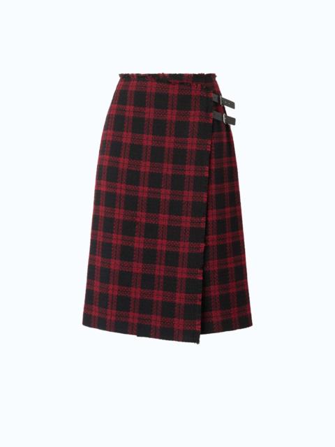 PINKO CALF-LENGTH WRAP SKIRT WITH CHECK PATTERN
