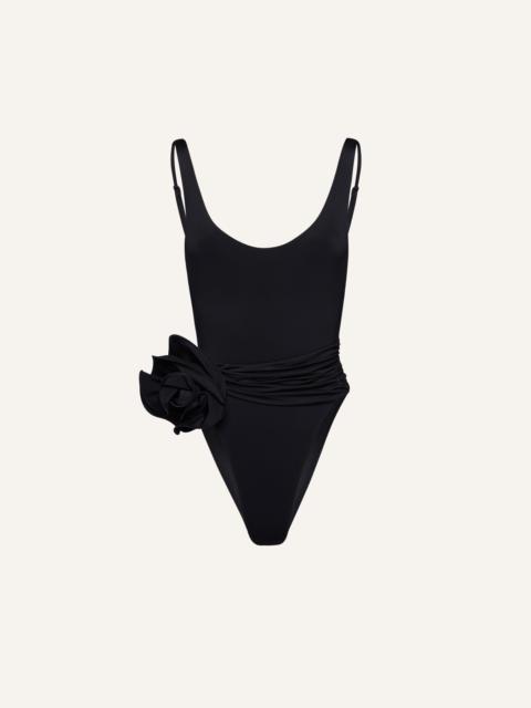 MAGDA BUTRYM Flower scoop neck swimsuit in black