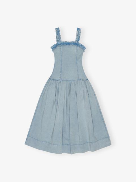 GANNI BLUE WASHED STRETCH COTTON CORSET DRESS
