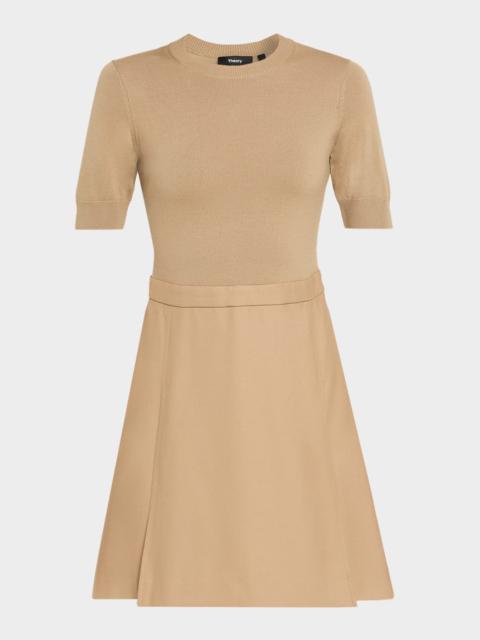Theory Short-Sleeve Combo Mini Dress