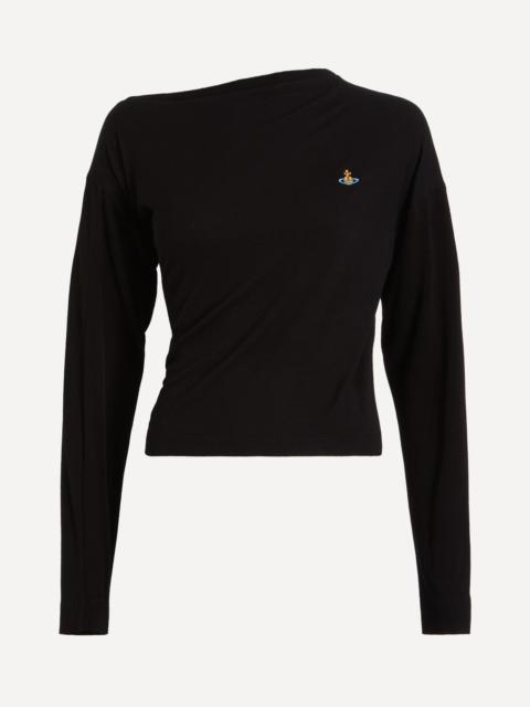 Vivienne Westwood Hebo Embroidered Logo Black Cotton Top