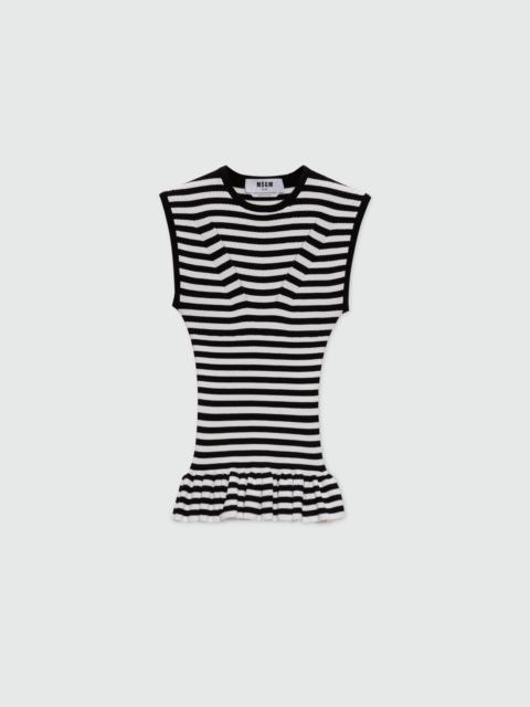 MSGM White and black striped knit top.